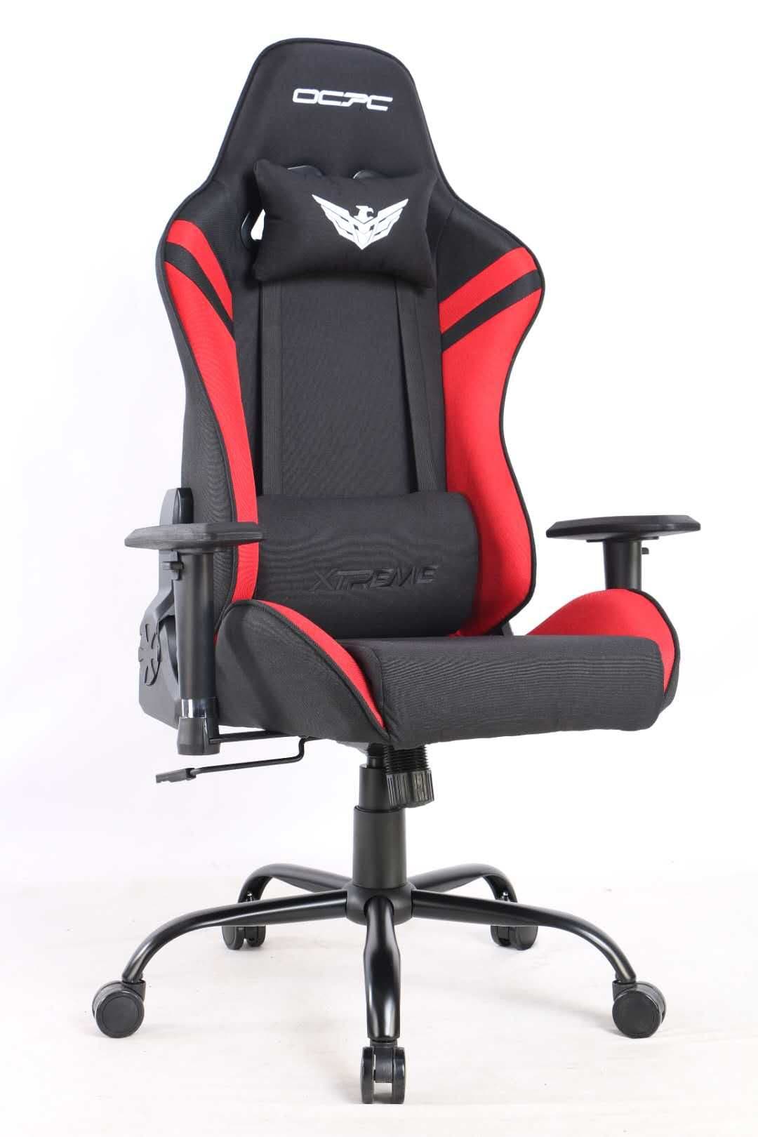 Ocpc Xtreme Fabric Steel Base Full Recline Premium Gaming Chair Black Red Bermor Techzone